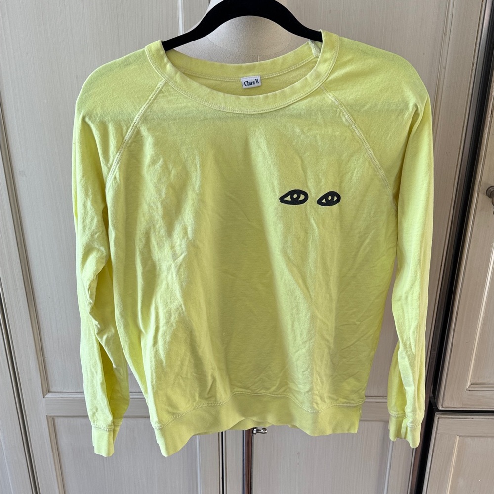 Clare V Yellow Sweatshirt with Eye Motif